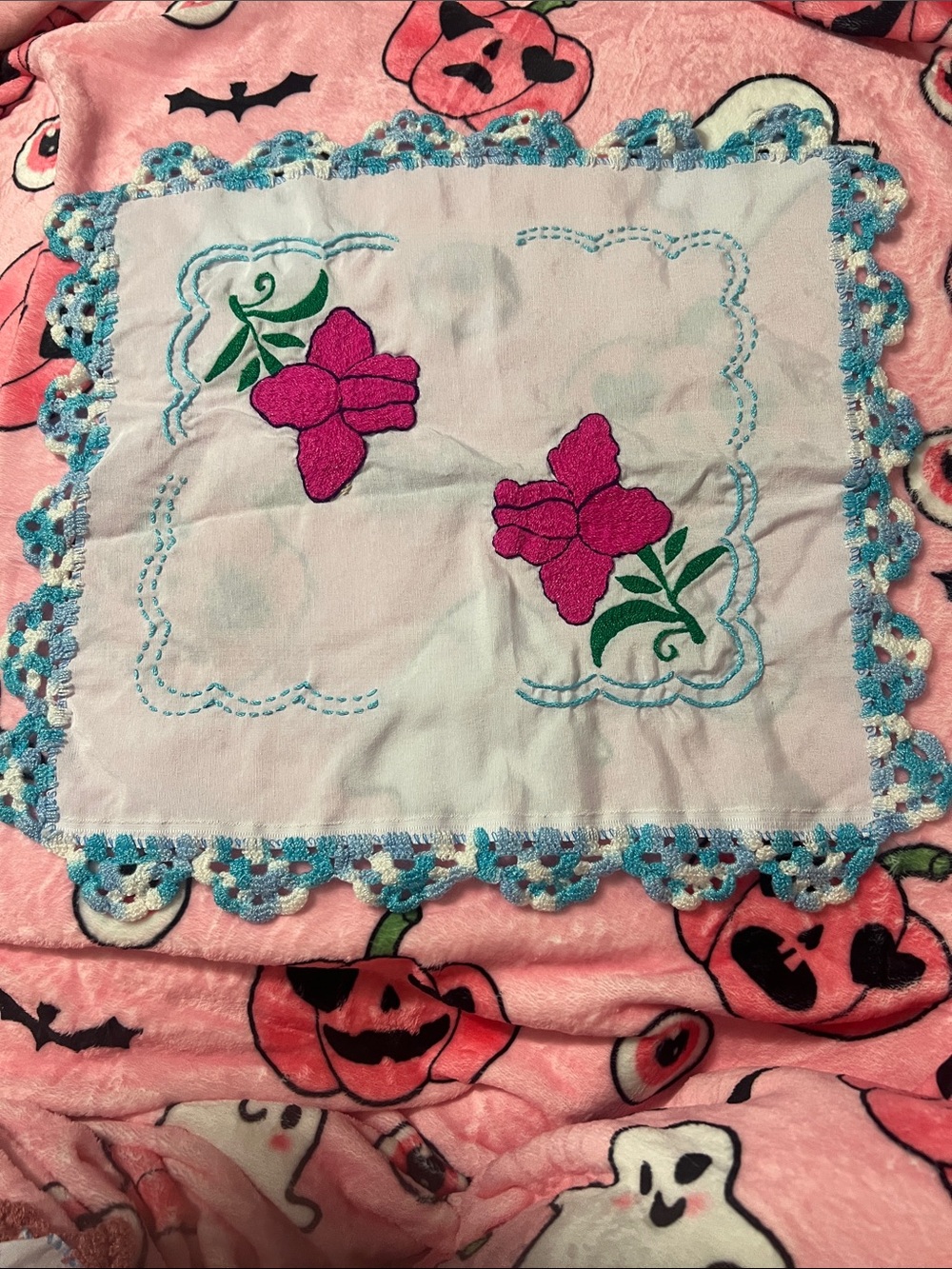 Hand-Embroidered Mexican Tortilla Warm - Blue